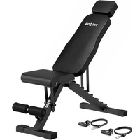 Banca Fitness GO4FIT®, Model B200, Aparat Pliabil, Cadru Otel, 220 kg Greutate Maxima, Functii Multiple, Reglabila, Spatar Ajustabil 7 Pozitii, Suport Picioare, Stabilitate Profesionala, Negru