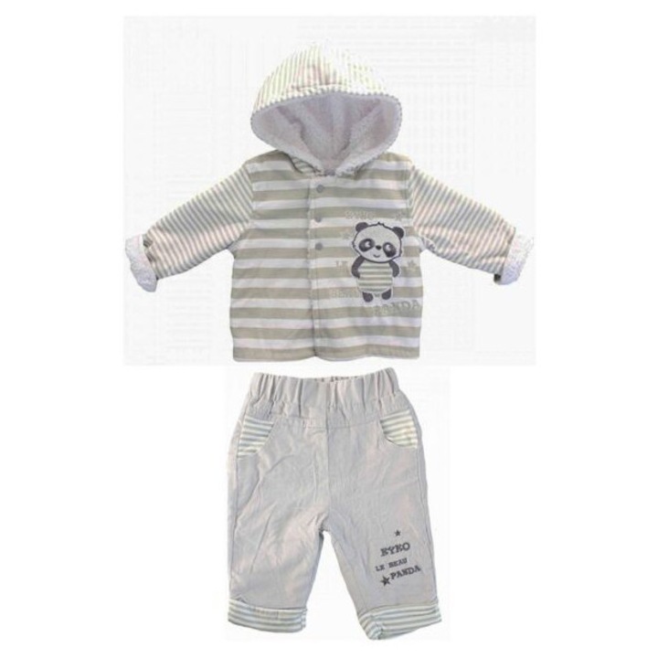 Set bebe 2 piese, Tom Kids, Panda, gri, Gri