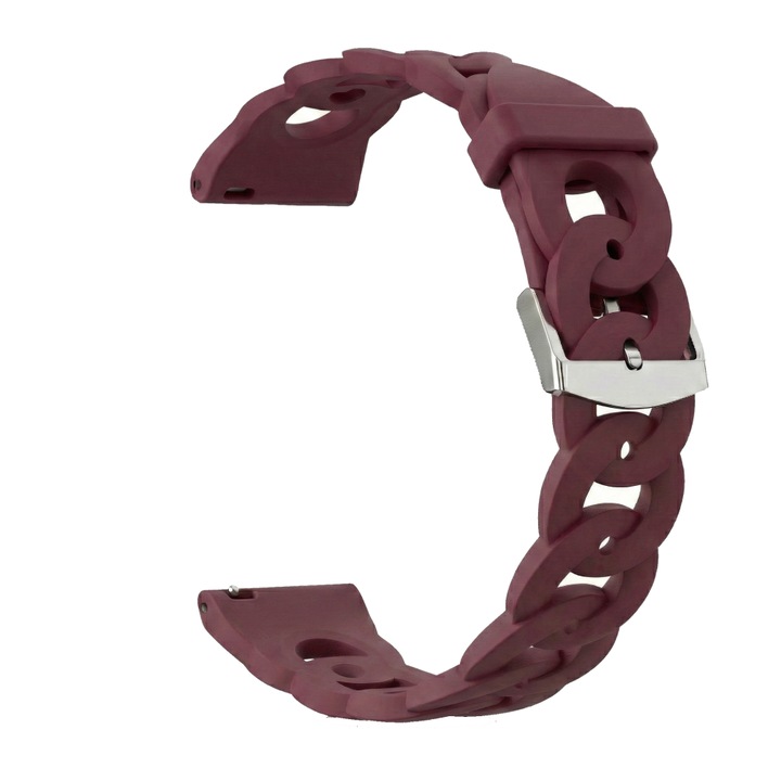 Силиконова каишка за смарт часовник, BEST ACCESSORIES, 22 мм, модерен дизайн, цвят бордо, дължина 132 мм + 80 мм