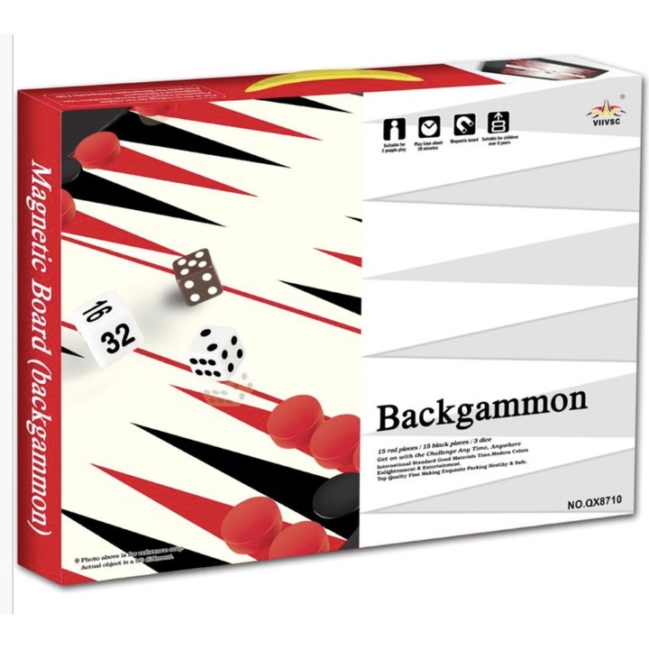 Joc de societate magnetic Table si Dame, set 33 piese, multicolor, copii si adulti