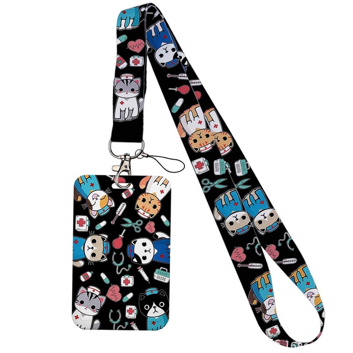 Suport Card ID Rigid, OPIURVY, Lanyard Retractabil, Dimensiuni 8.3x5cm, Ideal pentru Medici