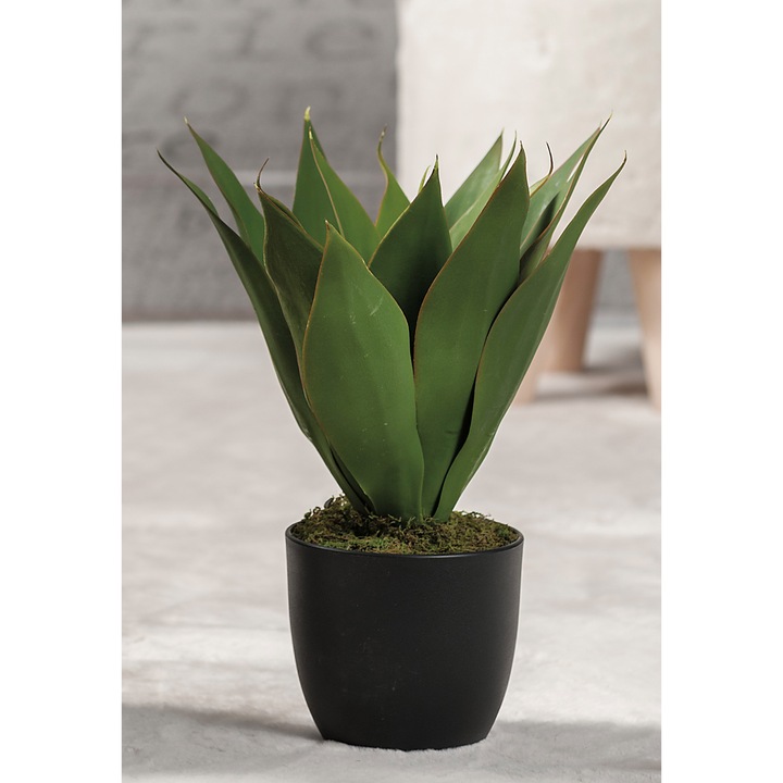 Decorer műnövény, fa, zöld, fekete cserépben, 35 cm