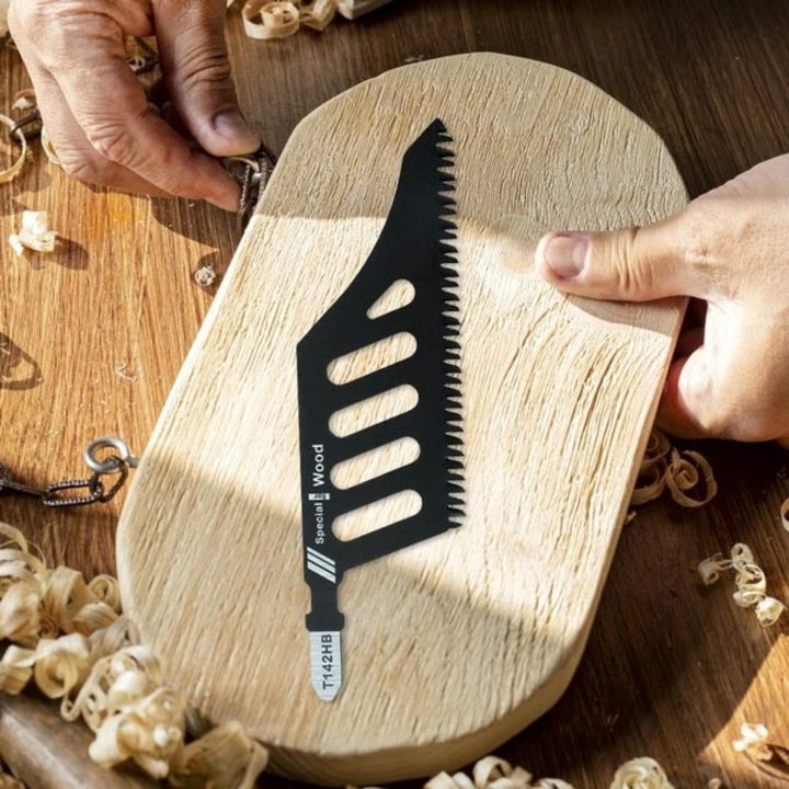 Ножове за прободен трион, врязване, 5 броя в опаковка, прецизно рязане, за дърво, пластмаса и тънък метал, от здрава индустриална въглеродна стомана, дългото острие достига до тесни ъгли - JIGSPRO VIXSON®