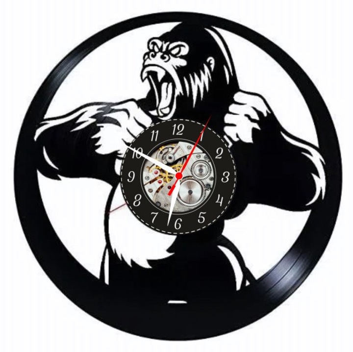 Ceas de perete decorativ, Wild Instinct, mecanism Skeleton, negru, 30 cm