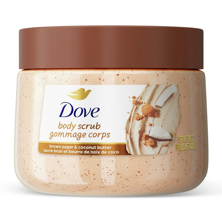Scrub de corp, Dove, Brown Sugar and Coconut Butter, 425 g, exfoliere delicata, hidratare intensa