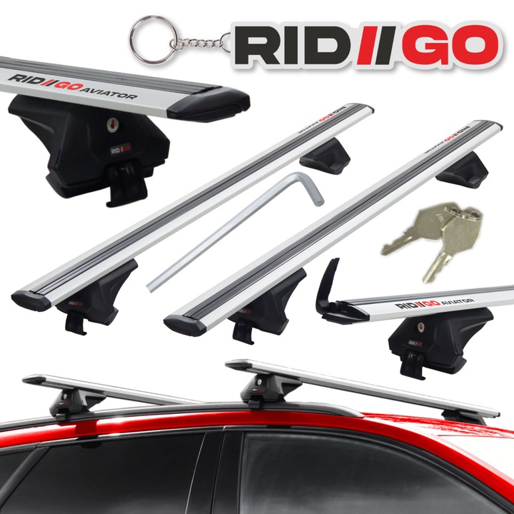 Bare transversale RIDIGO AVIATOR pentru BMW X1 E84, 2 bucati, aluminiu, 75 kg, argintiu