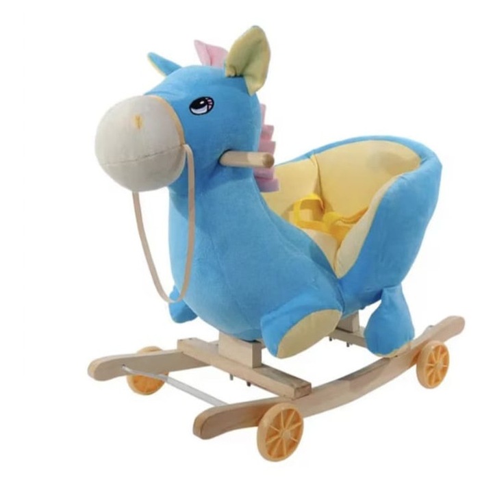 Balansoar Unicorn Magic din plus, 2 in 1 cu roti, turcoaz, 1 an+