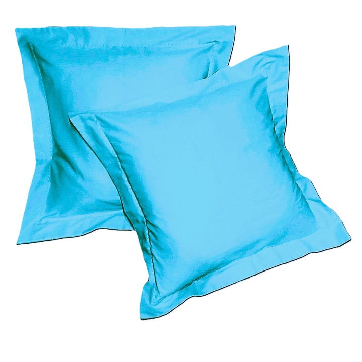 Set 2 x Fata de perna, 40 cm x 60 cm, Casa Bucuriei, model Imperial, albatru turcoaz, Bumbac 100%