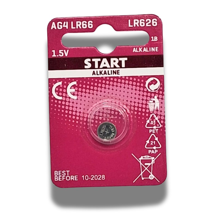 Baterie alcalină AG4, Start, 1, 55V, dimensiuni compacte