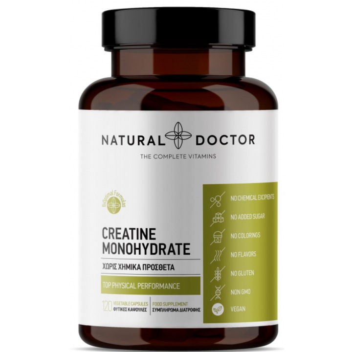 CREATINE MONOHYDRATE sustine performanta si energie musculara Natural Doctor 120 buc
