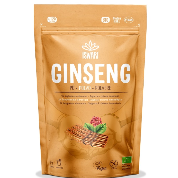 Ginseng Siberian BIO sub forma de pulbere Iswari 100 g