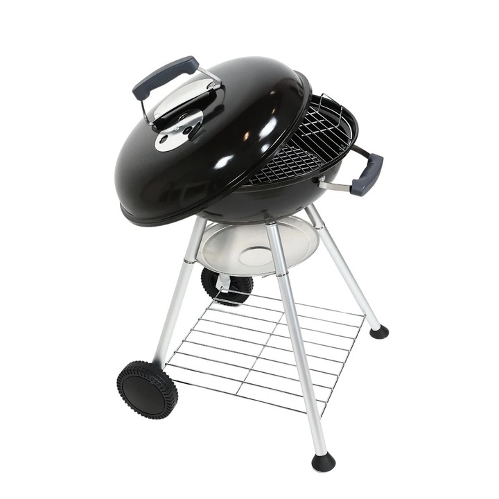 Grătar portabil Grunman Kettle KY22018WB, 48cm, cu roți, negru + argintiu