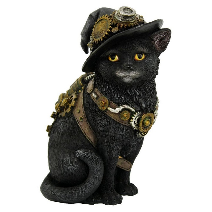 Ornament pisica Clockwork Kitty, 16.5 cm, Nemesis Now
