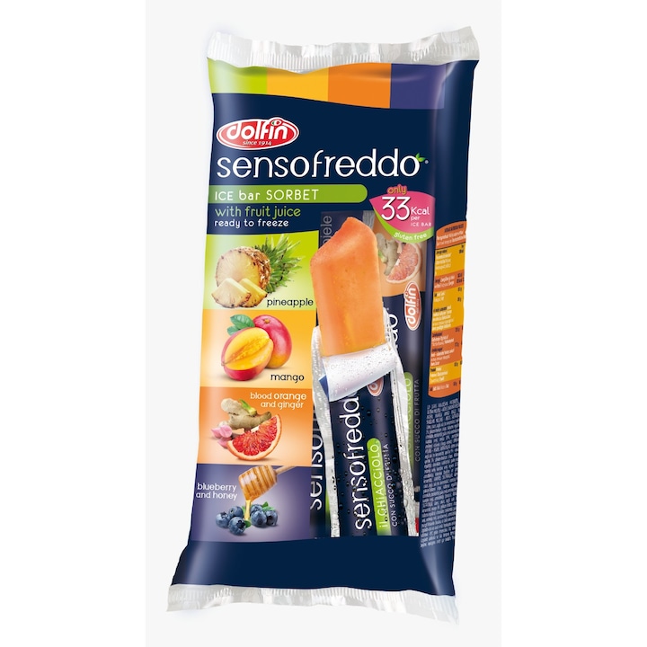 Inghetata Stick Sensofreddo Dolfin set 10buc x 40ml, pasteurizata, fara conservanti, crema, lamaie