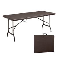Masa plianta Kiwari® Event, 180x75cm, HDPE ultra-rezistent, cadru metalic ranforsat, Maro