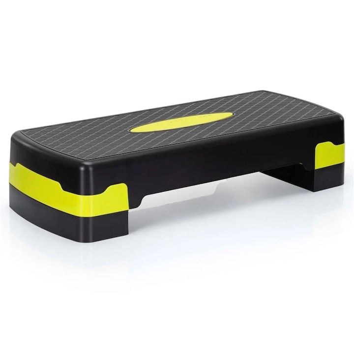 Степ аеробика Sersimo, регулируем на 2 нива, противоплъзгащ, черен и зелен, 68x29x15 см