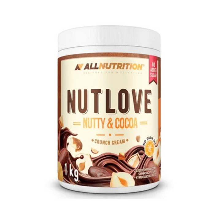Crema tartinabilă, ALLNUTRITION NUTLOVE Nutty & Cocoa, 1000g, crocant, fără zahăr adăugat