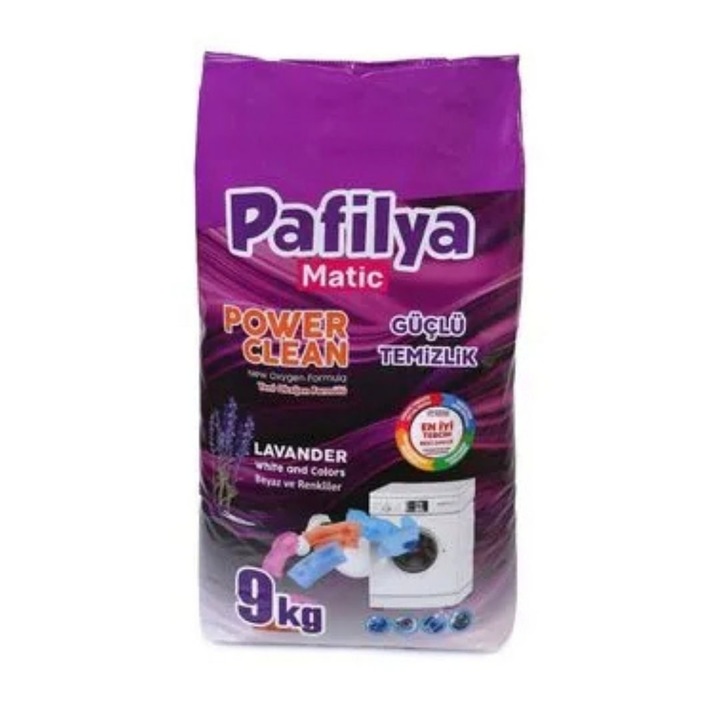 Detergent pudră Pafilya Lavander, 9kg, pentru rufe albe și colorate, universal, 70 spălări
