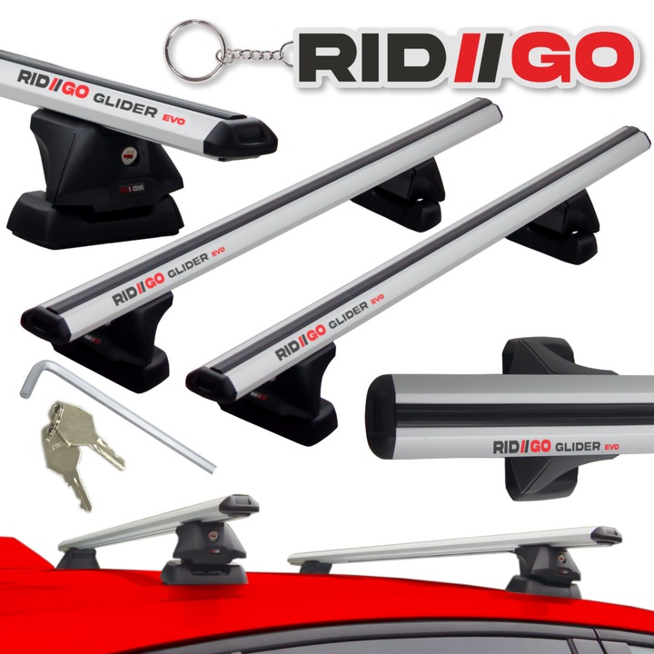 Bare transversale RIDIGO GLIDER EVO pentru BMW 4 F36 Gran Coupe, 2 bucati, aluminiu, 75 kg, argintiu