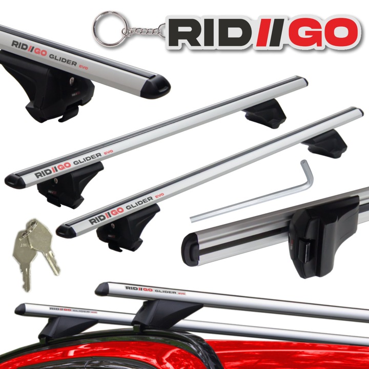 Bare transversale RIDIGO GLIDER EVO, set 2 buc, aluminiu, 75kg, argintiu, pentru Opel Astra 4 J IV Sport Tourer 2009-2015