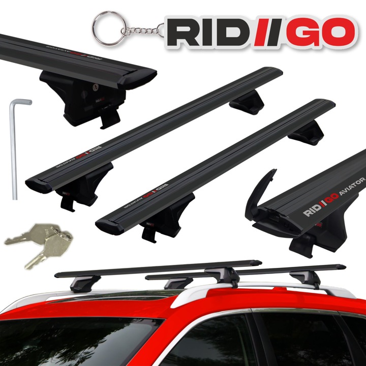 RIDIGO AVIATOR tetőcsomagtartó rudak, 2 darab, alumínium, fekete, Alfa Romeo 159 1 I Sportwagon 2006-2011