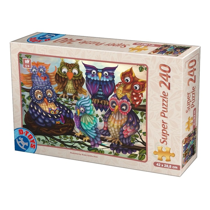 Oktató puzzle 7 bagollyal, 240 darabos, gyermekeknek, 2. modell