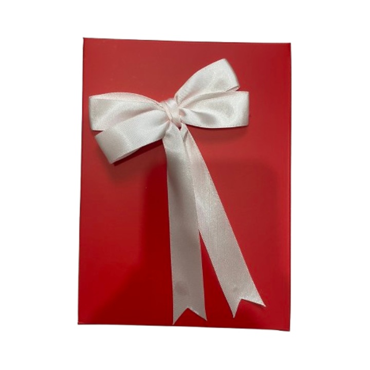 Cutie pentru cadou - Nicas - Cutie carton rosu cu fundita diverse culori - 13x17.5x3 cm cm - tip RS