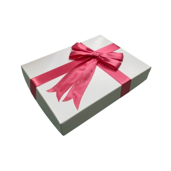 Cutie pentru cadou - Nicas - Cutie carton alb cu fundita roz - 13x17.5x3 cm cm - tip RS
