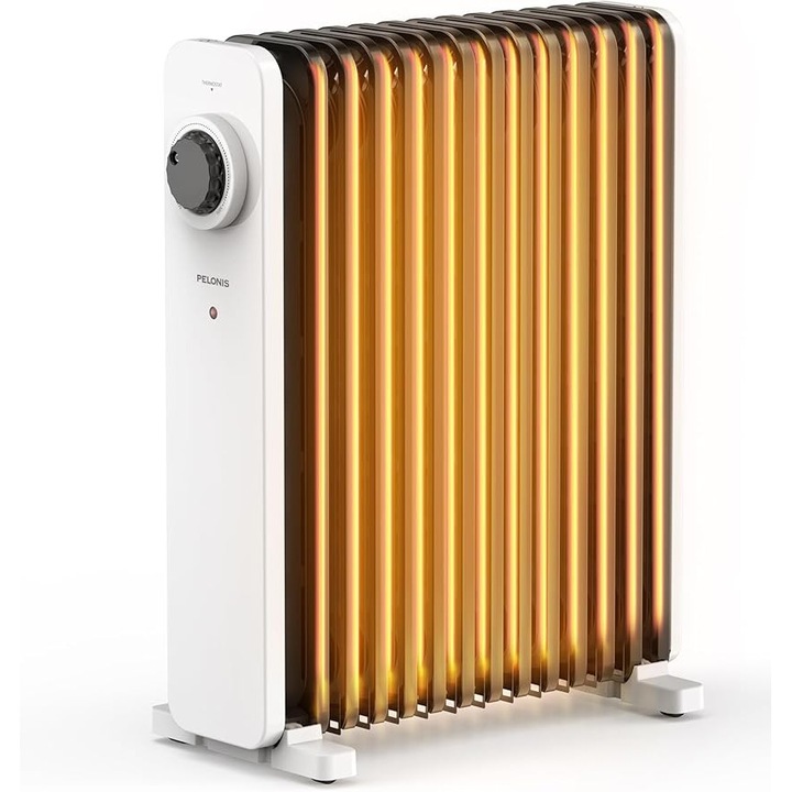 Pelonis radiator cu ulei, 2.500 W, incalzitor ceramic, 13 aripi, economisitor de energie cu termostat, incalzitor electric cu ulei, protectie la supraincalzire, pentru dormitor sau patio