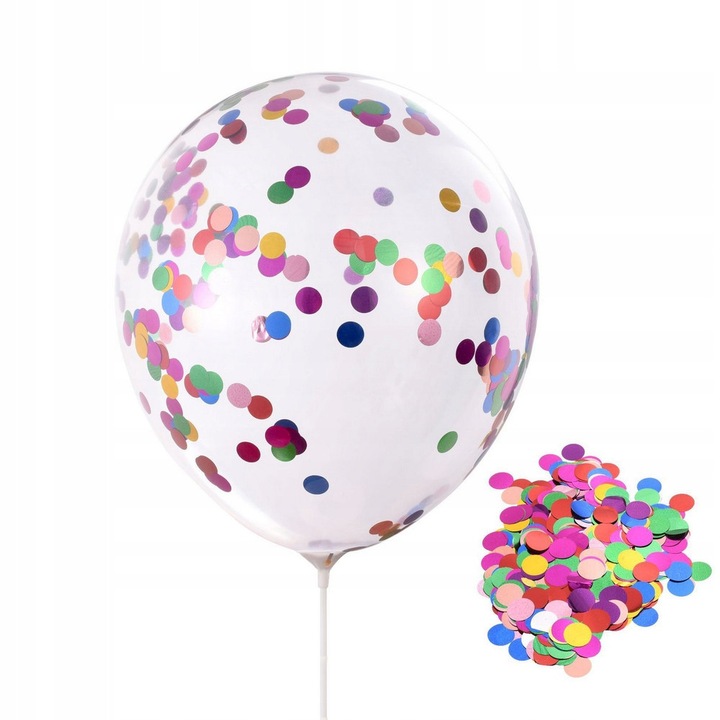 Konfetti lufik, SNM, 5 darabos szett, átlátszó latex, színes konfetti mellékelve, születésnapi esküvői dekoráció, látványos vizuális effekt, 30 cm