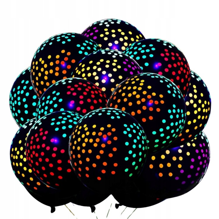 Fluoreszkáló léggömbök, SNM, 10 darabos készlet, neonfekete, UV fény alatt világít, parti dekoráció, professzionális latex, éjszakai ragyogó hatás
