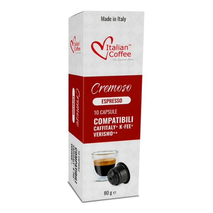 Capsule Cafea Cremoso Italian Coffee, 10 capsule, compatibile cu Tchibo Cafissimo, Caffitaly si Beanz