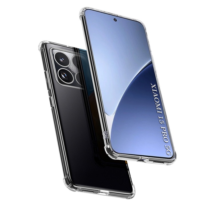 Husa Clear Anti-Soc pentru Xiaomi 15 Pro, Protectie Colturi AirBag, Rezisntenta Socuri si Zgarieturi, Design Slim, Transparenta