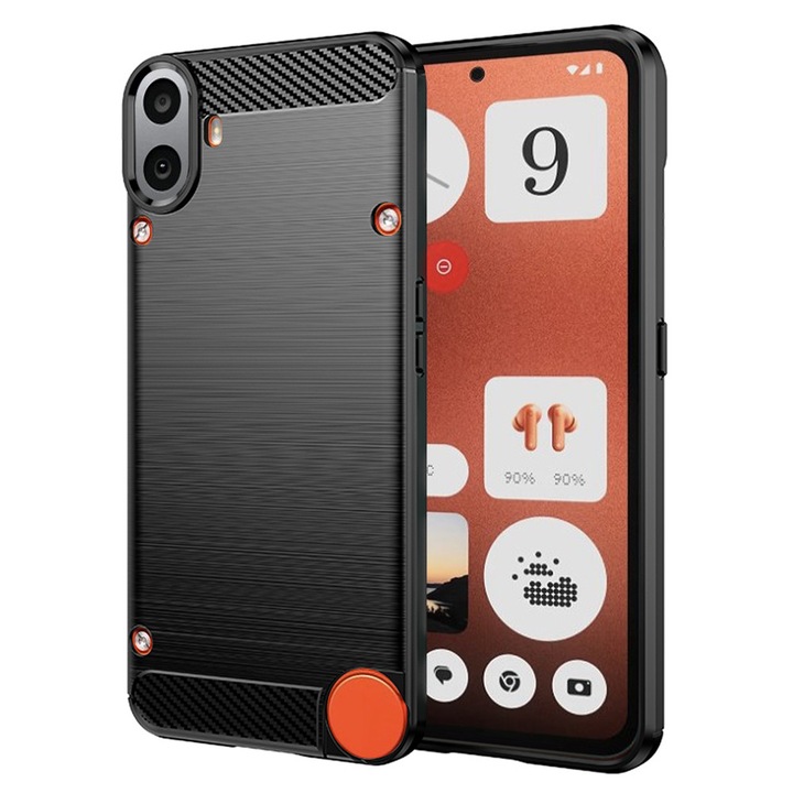Husa Carbon pentru Nothing CMF Phone 1, Silicon TPU Durabil, Protectie sporita, Rezistenta la socuri, Grip Anti-Alunecare, Neagra
