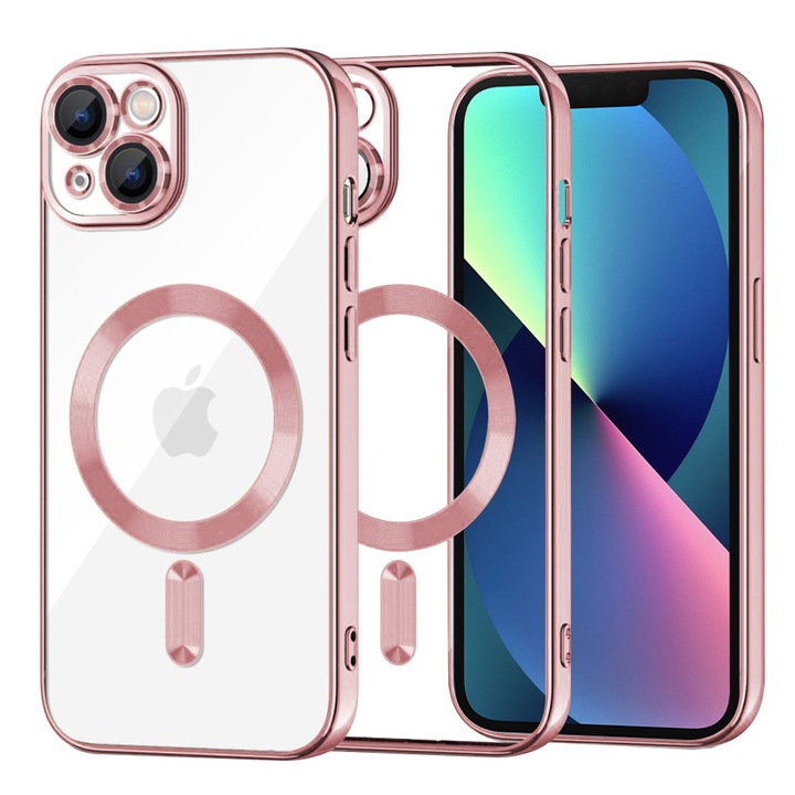 Husă telefon Techsuit Luxe Crystal MagSafe, TPU, roz, iPhone 13