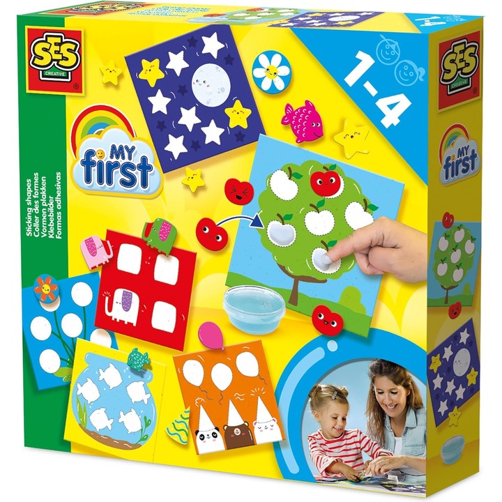 Set Creativ SES Forme Autoadezive, Multicolor, pentru copii 3 ani