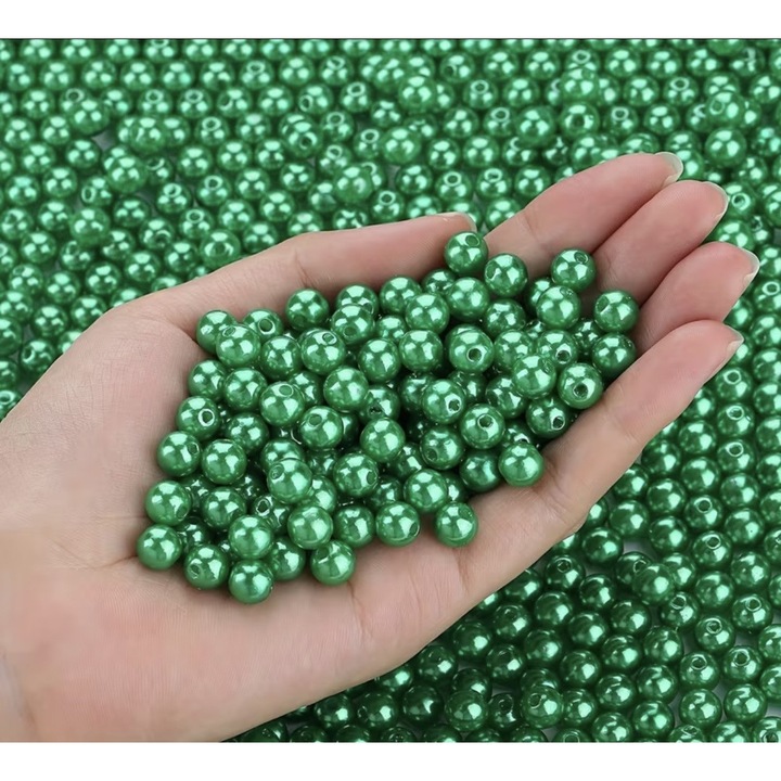 Margele decorative, Forma, 10 mm, lucioase, verde, 500 g/pachet