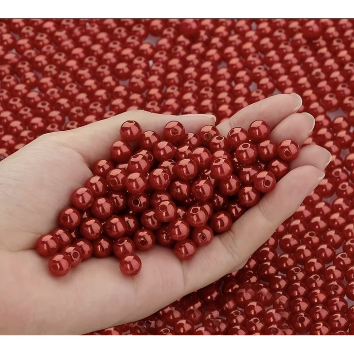 Margele decorative roz 10 mm, Forma, set 500 g, lucioase, rotunde