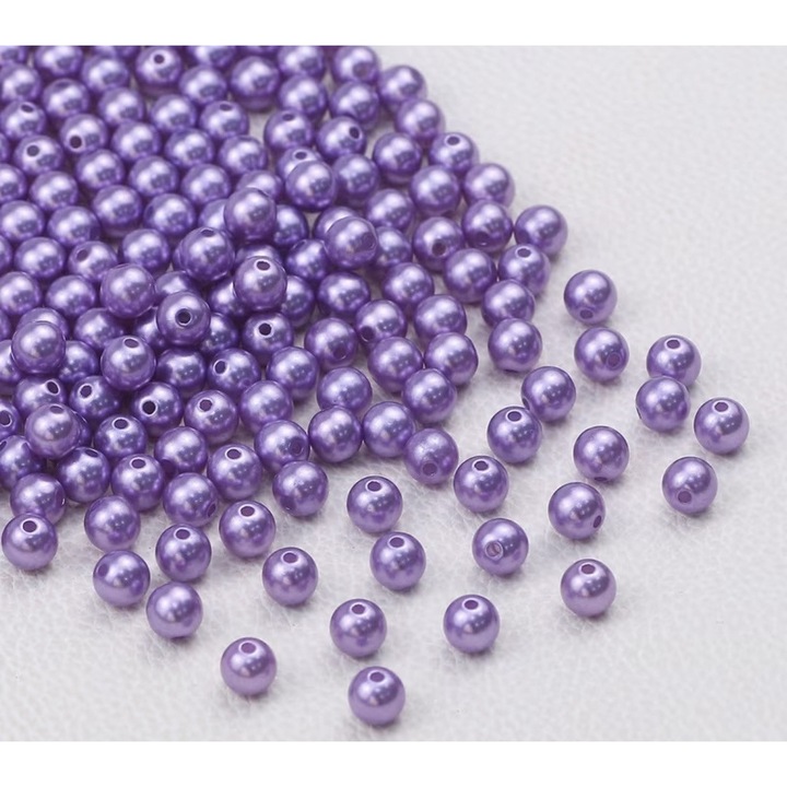 Margele decorative rotunde Forma, 10 mm, lucioase tip perlă, mov deschis, 500 g/pachet