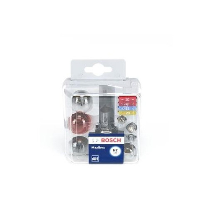 Set de becuri auto de rezerva 12V 55W PX26d BOSCH, model 1 987 301 113, cu cutie din plastic