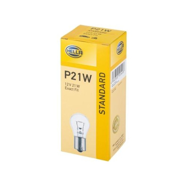 Izzó Autó Irányjelző HELLA STANDARD 12V, 21W, P21W Modell, BA15s Csatlakozó, Halogén, Kód 8GA 002 073-121