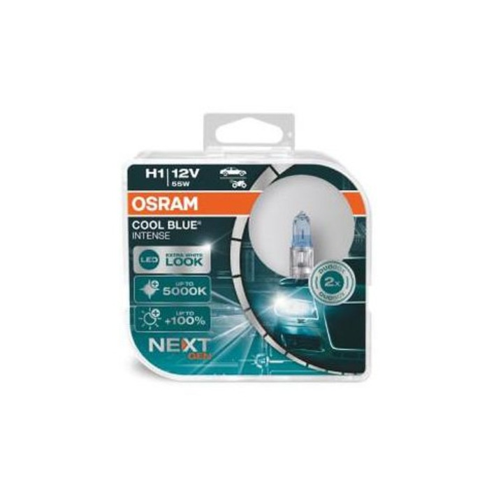 Set de 2 Becuri Halogen Osram H1 Cool Blue Intense