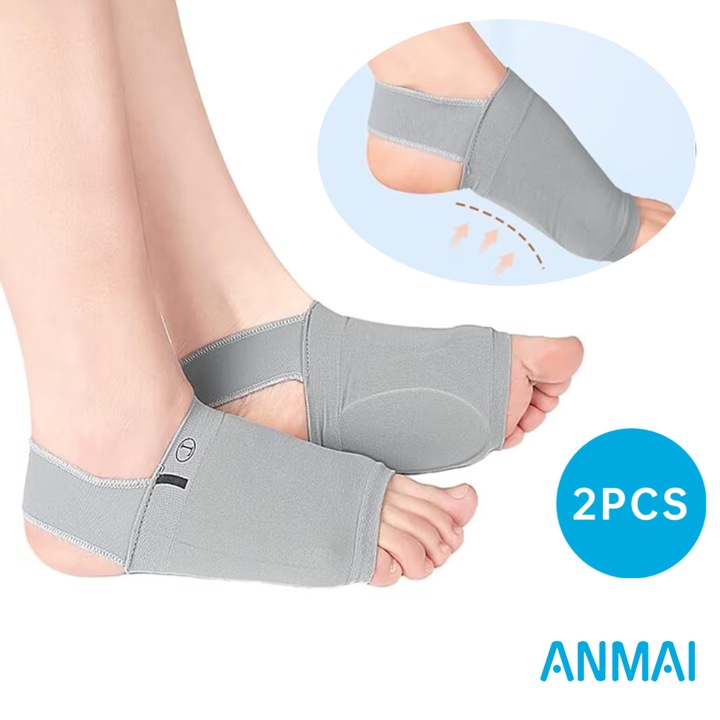 Set 2 Talonete ortopedice Anmai, pentru fasciită plantarã și platfus, respirabile, gri, mărime universală, 15.5x7.7cm