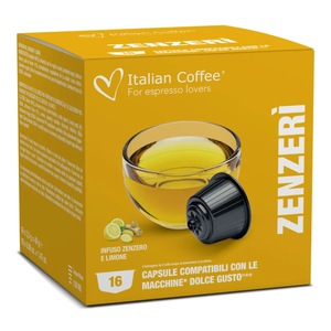 Capsule Ceai de Ghimbir si Lamaie Italian Coffee, 16 capsule, compatibile cu Dolce Gusto, fara zahar, 40g