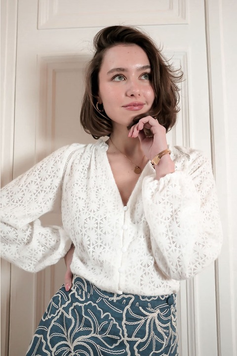 Elefántcsont színű csipkés ing B-4783T M9 12243, Bézs