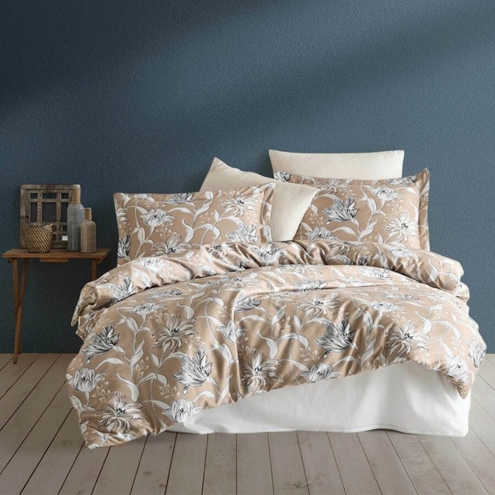 Ágynemű, dupla, 100% luxus szatén pamut, 240x260 cm, 6 részes, Class Home Collection, Vitale Floral