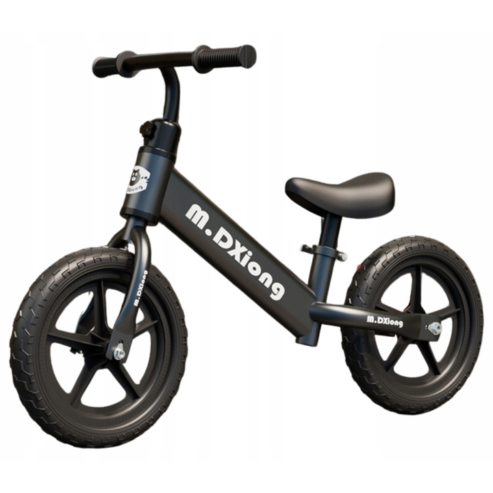 Gyermek futóbicikli, 12" EVA kerekekkel, állítható, fekete, 80-108 cm