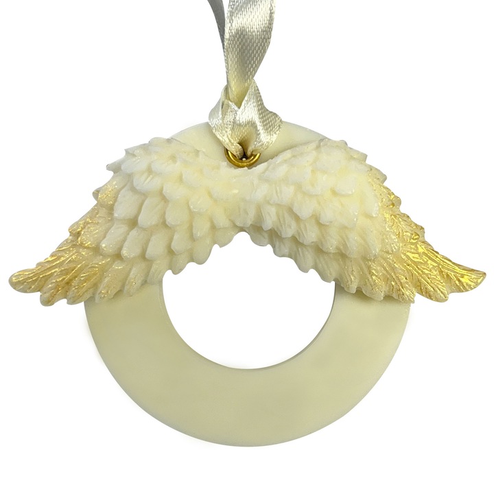 Marturie Aripi Ceara Soia, Handmade, Pictat manual, Parfum de mir (smirna), hexagonal, ceara naturala de soia, wax melt, marturie nunta sau botez, 10x7x2 cm