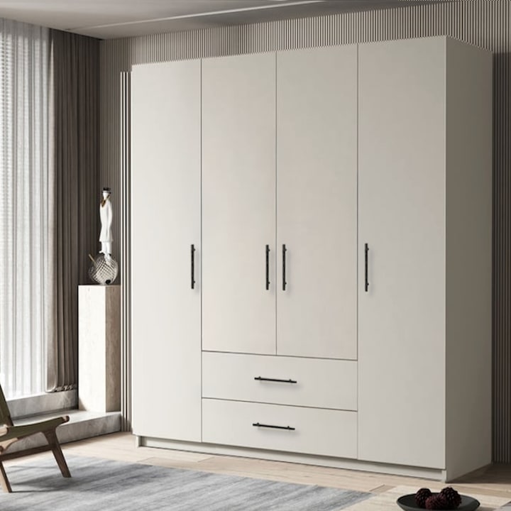 Dulap Lara Salonic cu 2 sertare Cashmere L180 x H200 x A50 cm