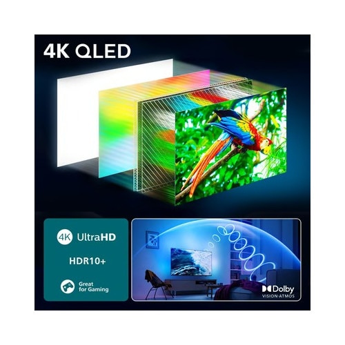 Televizor QLED Philips 43PUS9080, 108 cm, 4K UHD, HDR, Smart TV, control vocal (Alexa, Google Assistant), 120 Hz